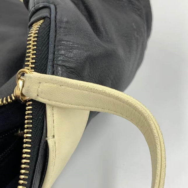 Chanel Large Girl Jacket Bag Black and Beige Lambskin Leather Shoulder Bag 2015