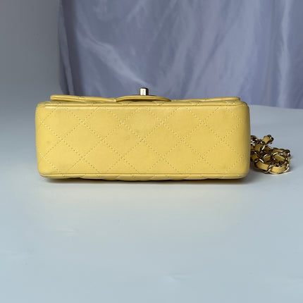 Chanel Classic Flap Rectangular Mini 2016 Yellow Lambskin Leather Gold Hardware