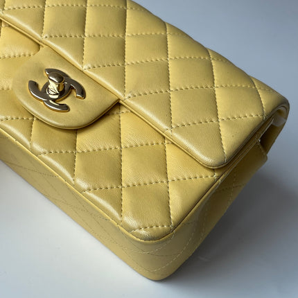 Chanel Classic Flap Rectangular Mini 2016 Yellow Lambskin Leather Gold Hardware