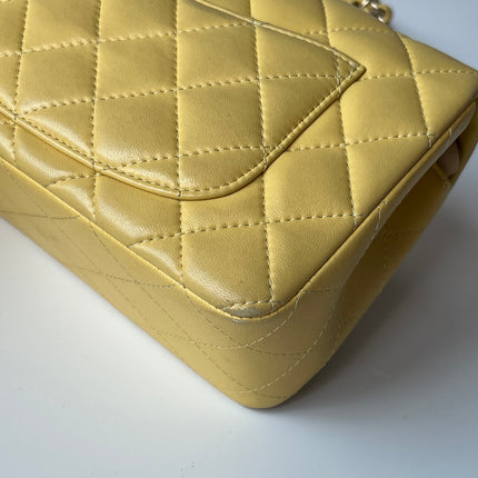 Chanel Classic Flap Rectangular Mini 2016 Yellow Lambskin Leather Gold Hardware