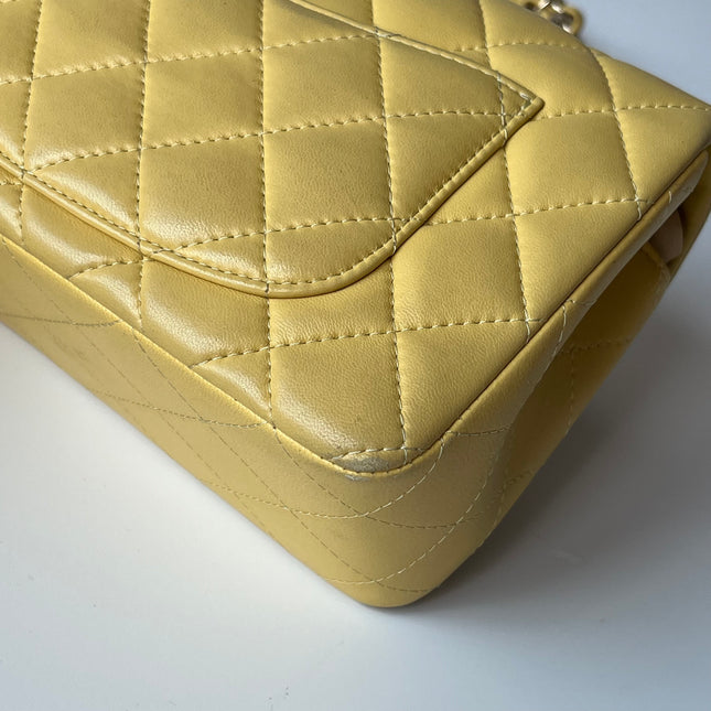 Chanel Classic Flap Rectangular Mini 2016 Yellow Lambskin Leather Gold Hardware