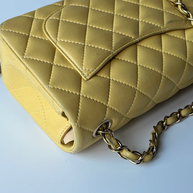 Chanel Classic Flap Rectangular Mini 2016 Yellow Lambskin Leather Gold Hardware