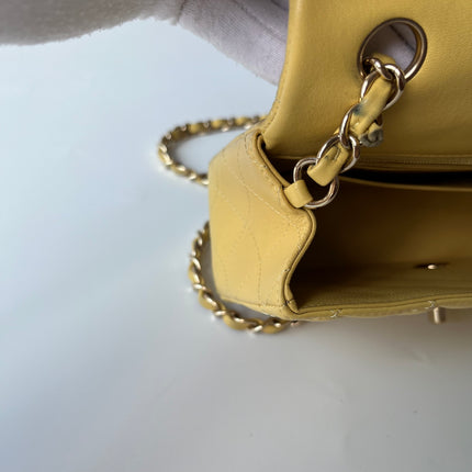 Chanel Classic Flap Rectangular Mini 2016 Yellow Lambskin Leather Gold Hardware