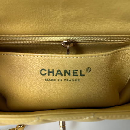 Chanel Classic Flap Rectangular Mini 2016 Yellow Lambskin Leather Gold Hardware