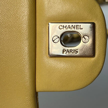 Chanel Classic Flap Rectangular Mini 2016 Yellow Lambskin Leather Gold Hardware