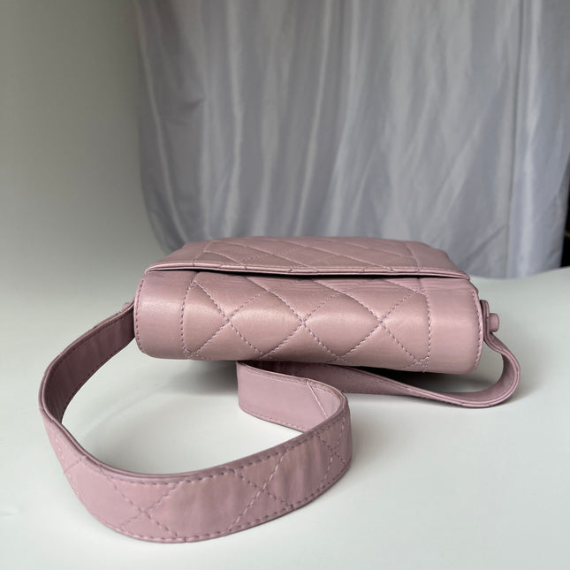 Chanel Kelly Mini Vintage Lavender Lambskin Leather Top Handle Bag