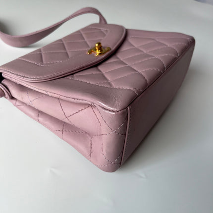 Chanel Kelly Mini Vintage Lavender Lambskin Leather Top Handle Bag