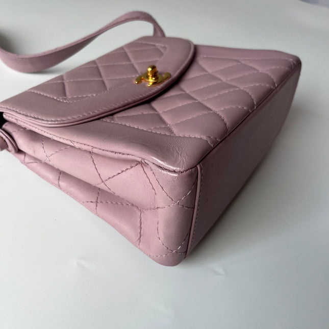 Chanel Kelly Mini Vintage Lavender Lambskin Leather Top Handle Bag