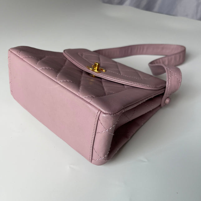Chanel Kelly Mini Vintage Lavender Lambskin Leather Top Handle Bag