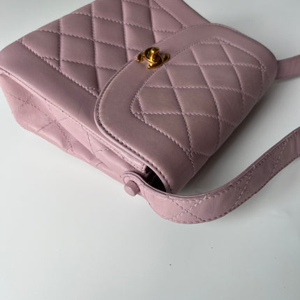 Chanel Kelly Mini Vintage Lavender Lambskin Leather Top Handle Bag