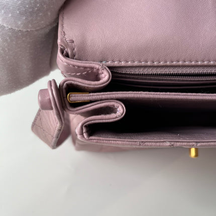 Chanel Kelly Mini Vintage Lavender Lambskin Leather Top Handle Bag