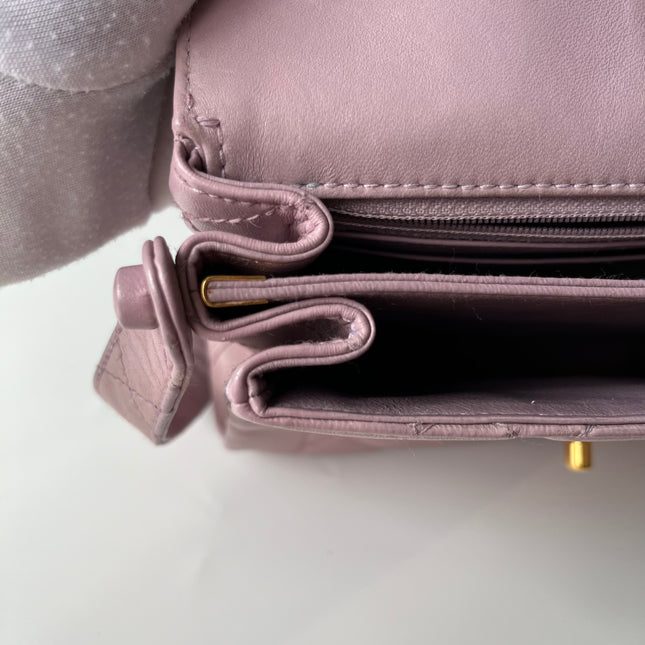Chanel Kelly Mini Vintage Lavender Lambskin Leather Top Handle Bag