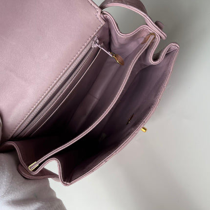 Chanel Kelly Mini Vintage Lavender Lambskin Leather Top Handle Bag