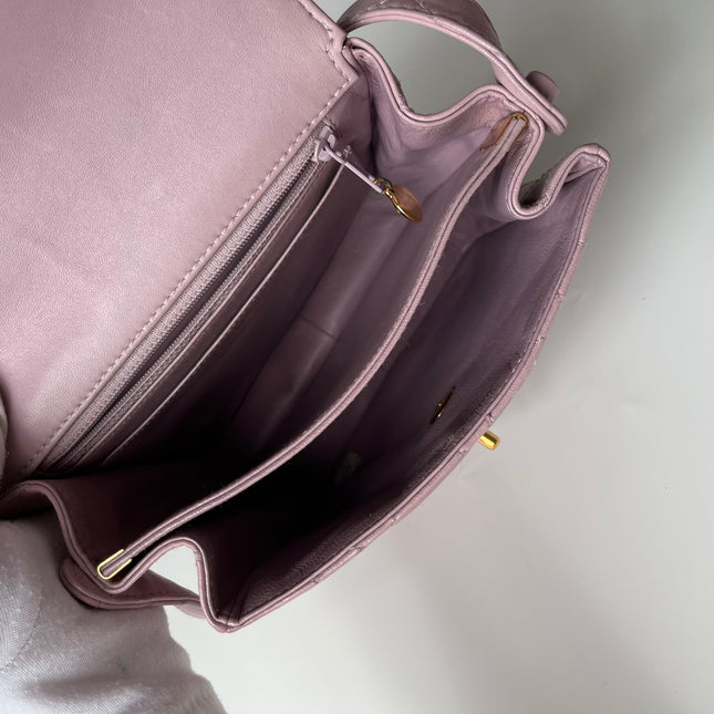 Chanel Kelly Mini Vintage Lavender Lambskin Leather Top Handle Bag