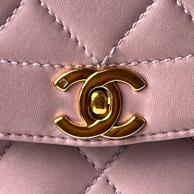 Chanel Kelly Mini Vintage Lavender Lambskin Leather Top Handle Bag