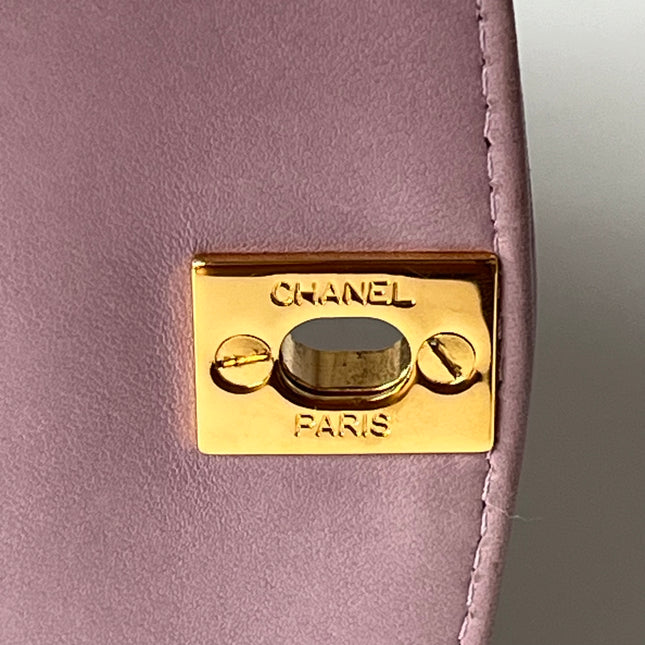 Chanel Kelly Mini Vintage Lavender Lambskin Leather Top Handle Bag