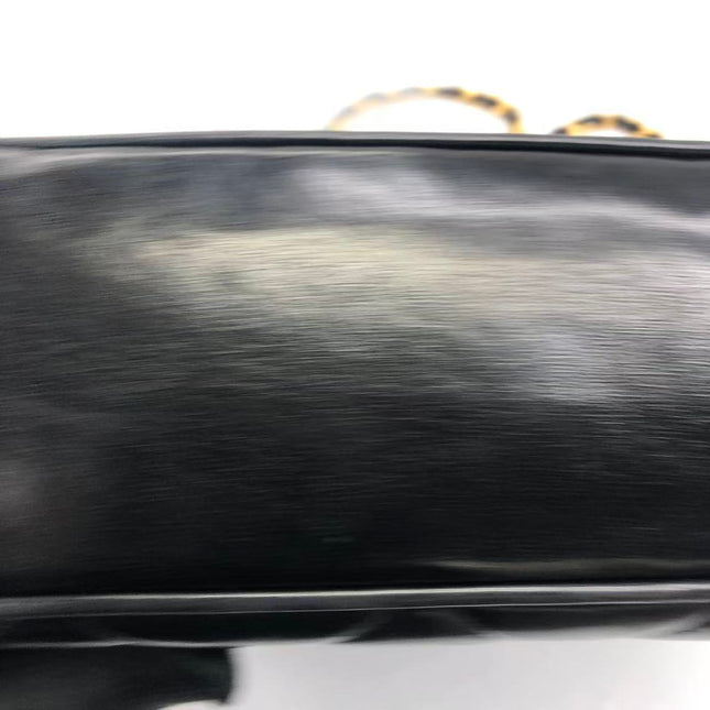 Chanel Vintage XL CC Black Quilted Lambskin Leather Tote Small