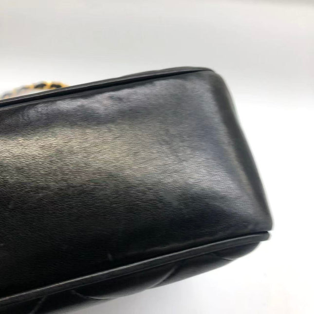 Chanel Vintage XL CC Black Quilted Lambskin Leather Tote Small