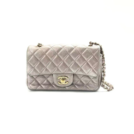 Chanel Classic Flap Mini Metallic Pink Lambskin Leather Gold Hardware