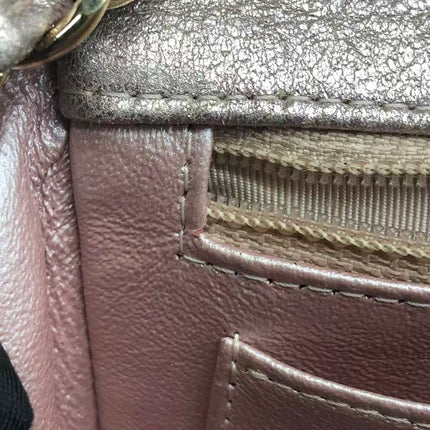 Chanel Classic Flap Mini Metallic Pink Lambskin Leather Gold Hardware