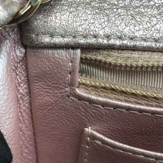 Chanel Classic Flap Mini Metallic Pink Lambskin Leather Gold Hardware
