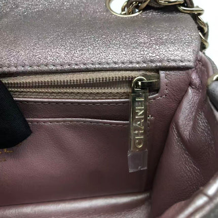 Chanel Classic Flap Mini Metallic Pink Lambskin Leather Gold Hardware