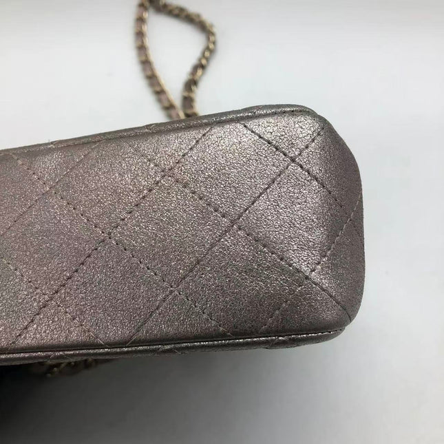 Chanel Classic Flap Mini Metallic Pink Lambskin Leather Gold Hardware