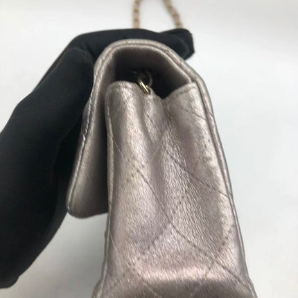 Chanel Classic Flap Mini Metallic Pink Lambskin Leather Gold Hardware