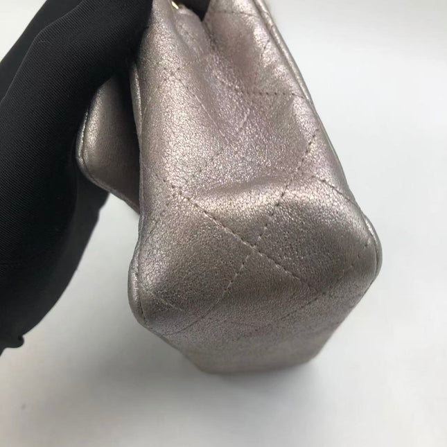 Chanel Classic Flap Mini Metallic Pink Lambskin Leather Gold Hardware