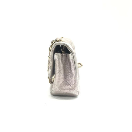 Chanel Classic Flap Mini Metallic Pink Lambskin Leather Gold Hardware