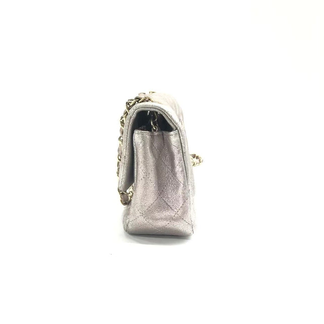 Chanel Classic Flap Mini Metallic Pink Lambskin Leather Gold Hardware
