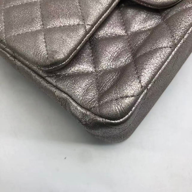 Chanel Classic Flap Mini Metallic Pink Lambskin Leather Gold Hardware