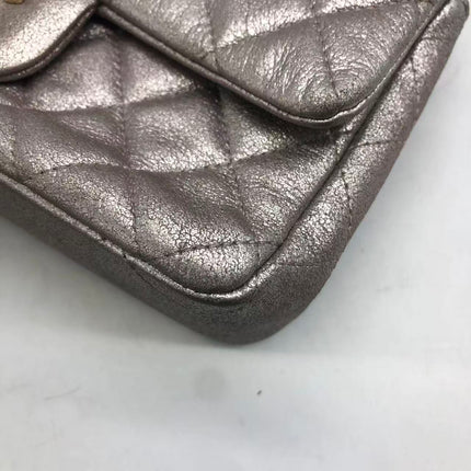 Chanel Classic Flap Mini Metallic Pink Lambskin Leather Gold Hardware