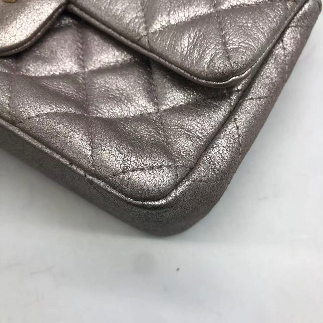 Chanel Classic Flap Mini Metallic Pink Lambskin Leather Gold Hardware