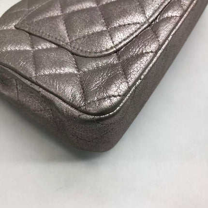 Chanel Classic Flap Mini Metallic Pink Lambskin Leather Gold Hardware
