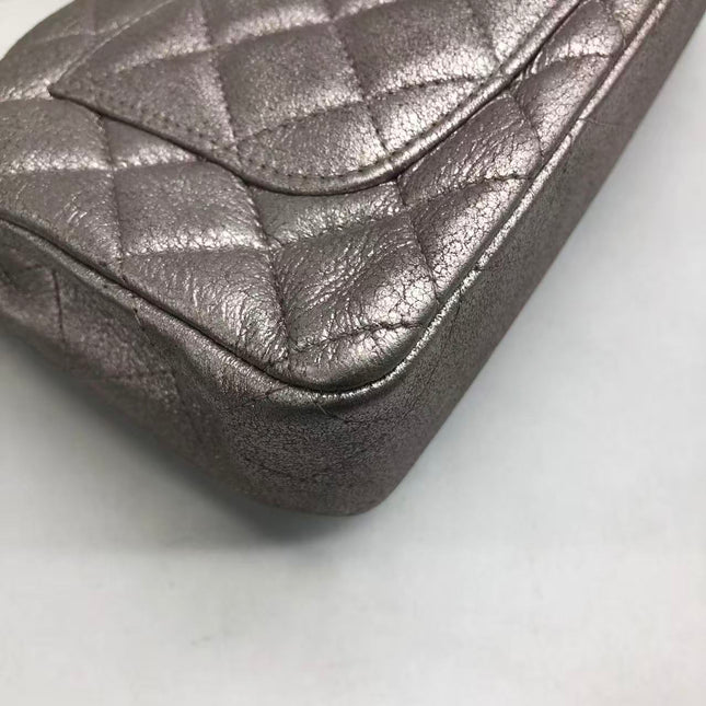 Chanel Classic Flap Mini Metallic Pink Lambskin Leather Gold Hardware