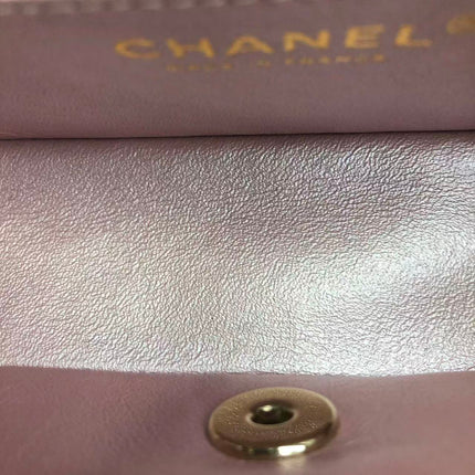 Chanel Classic Flap Mini Metallic Pink Lambskin Leather Gold Hardware