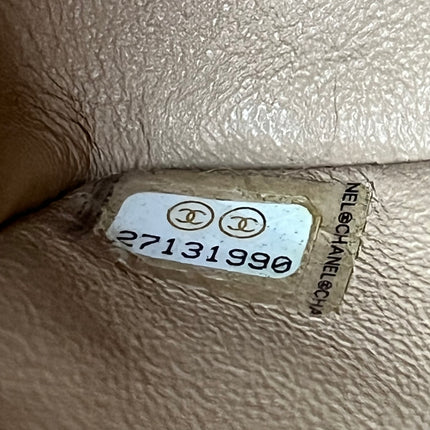 Chanel Classic Flap Rectangulaire Mini Cuir d'Agneau Beige Métal Argenté 2018