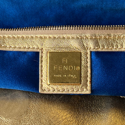 Fendi Tote Zucca Canvas with Golden Flower Embroidery
