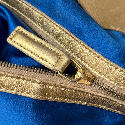 Fendi Tote Zucca Canvas with Golden Flower Embroidery