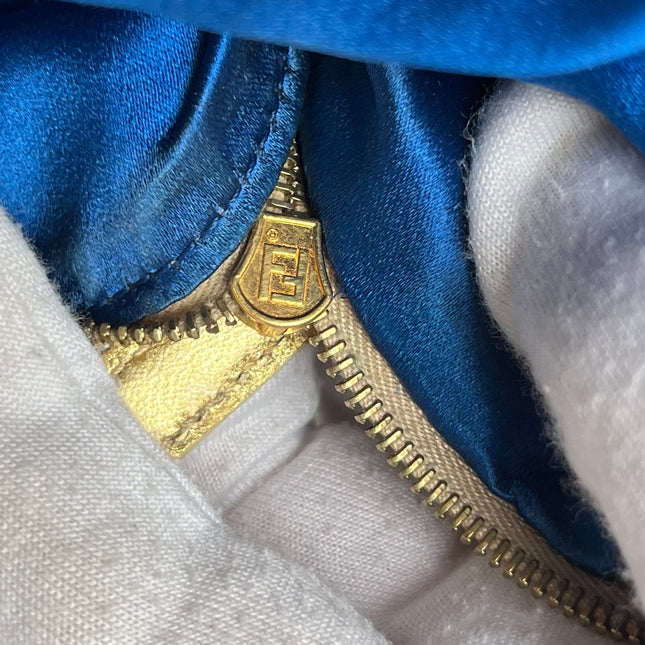 Fendi Tote Zucca Canvas with Golden Flower Embroidery