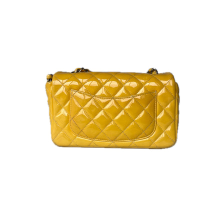Chanel Classic Flap Rectangular Mini Yellow Patent Leather Silver Hardware, 2014-2015