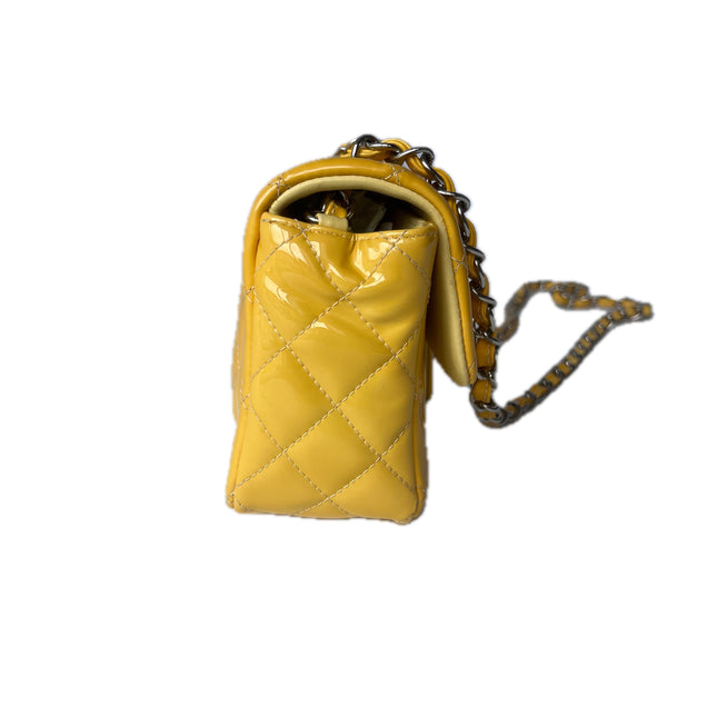 Chanel Classic Flap Rectangular Mini Yellow Patent Leather Silver Hardware, 2014-2015