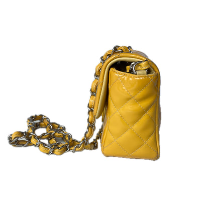 Chanel Classic Flap Rectangular Mini Yellow Patent Leather Silver Hardware, 2014-2015