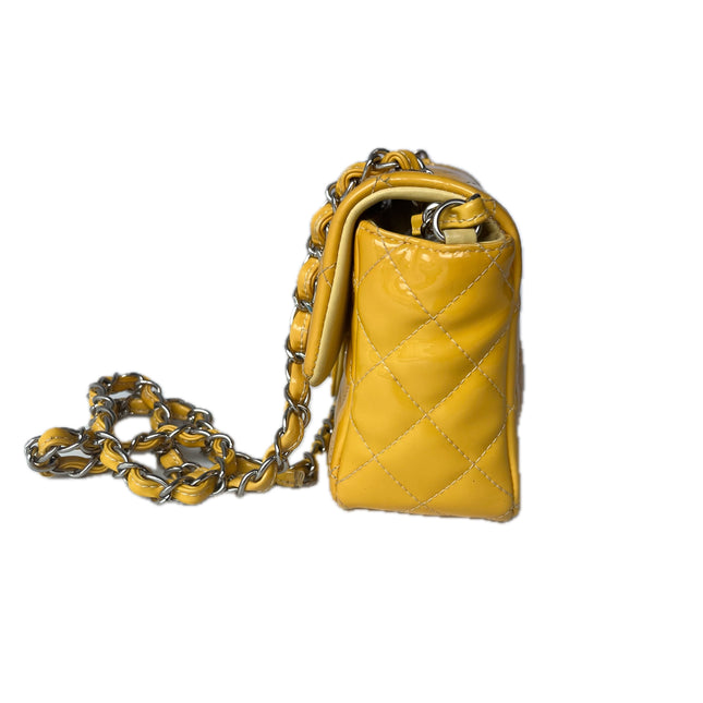Chanel Classic Flap Rectangular Mini Yellow Patent Leather Silver Hardware, 2014-2015