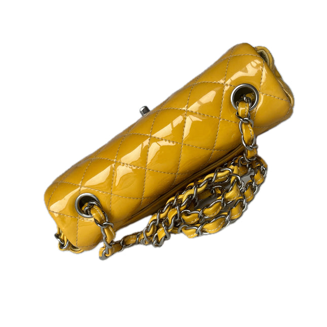 Chanel Classic Flap Rectangular Mini Yellow Patent Leather Silver Hardware, 2014-2015