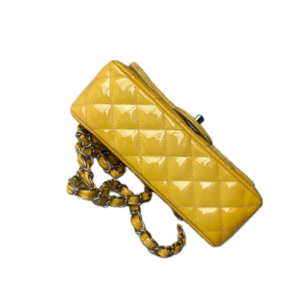 Chanel Classic Flap Rectangular Mini Yellow Patent Leather Silver Hardware, 2014-2015