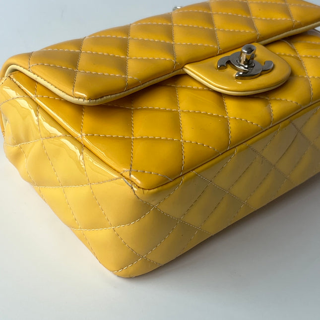 Chanel Classic Flap Rectangular Mini Yellow Patent Leather Silver Hardware, 2014-2015