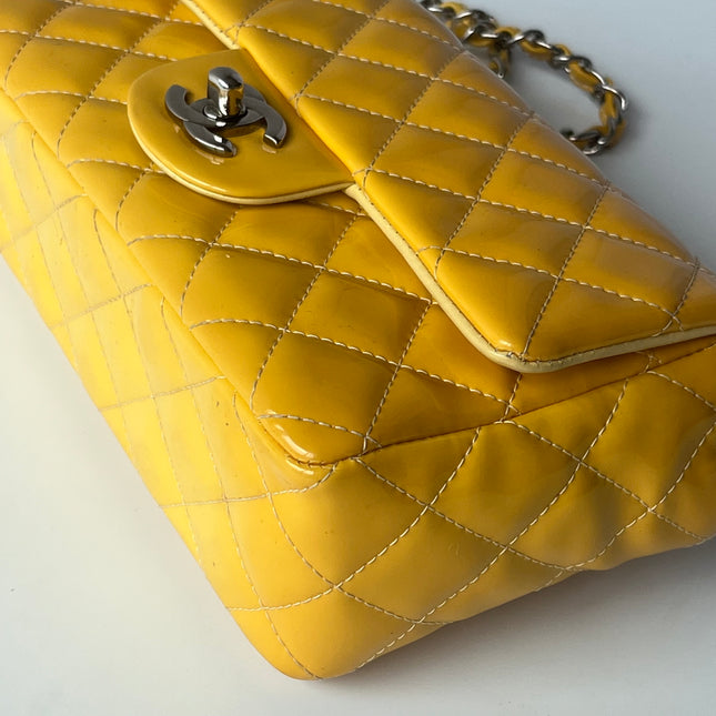 Chanel Classic Flap Rectangular Mini Yellow Patent Leather Silver Hardware, 2014-2015