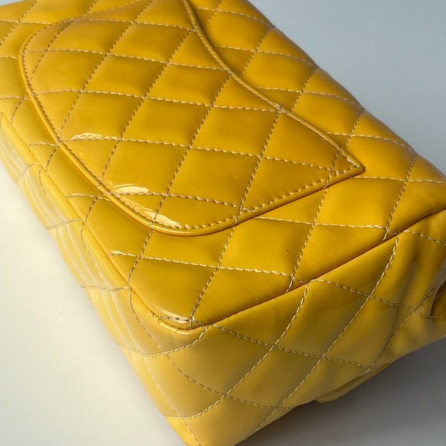 Chanel Classic Flap Rectangular Mini Yellow Patent Leather Silver Hardware, 2014-2015